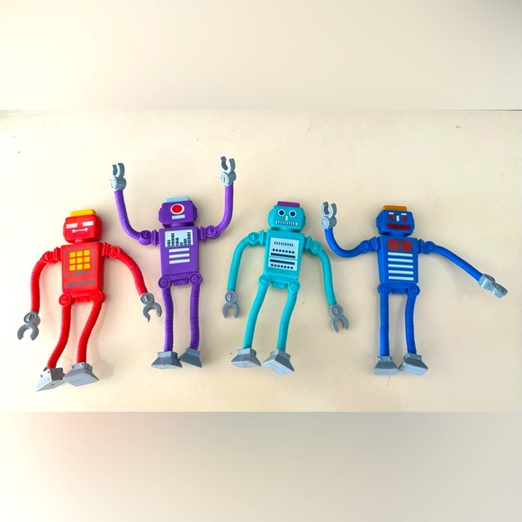 NEW Toysmith Robot Buddies Lot Set of 4 Bendable Limbs Arms Legs Poseable Dance - Picture 3 of 6